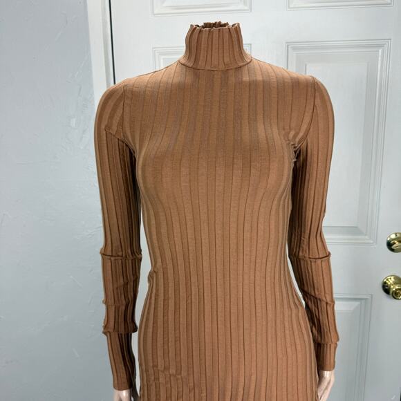 Reformation Brown Ribbed Mini Dress - Picture 2 of 7